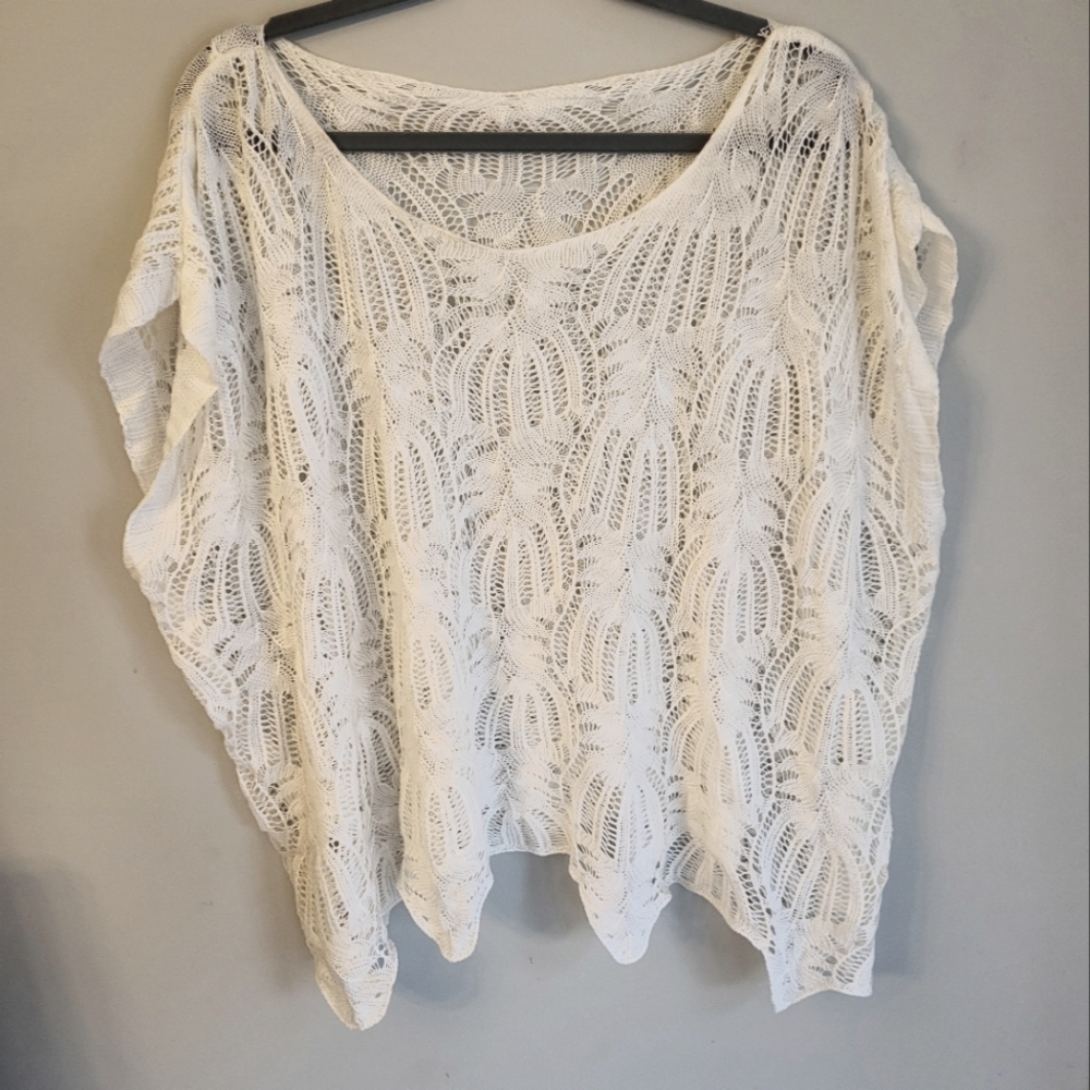 Boho style open knit crochet top